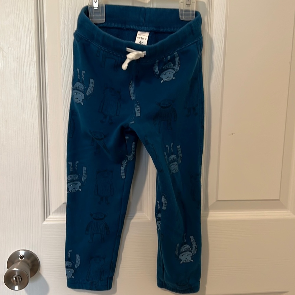 Boys 4T joggers with lil monsters printed on pants